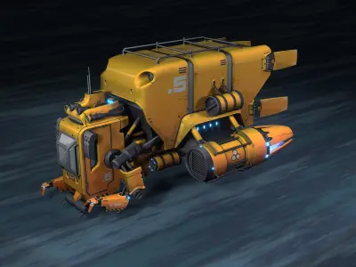 Harvester futuristic vehicle Low-poly 3D model