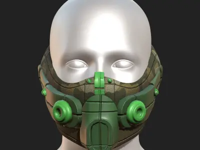 Gas mask respirator scifi futuristic 3d  Low-poly 3D model