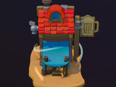 stylized tavern Low-poly 3D model