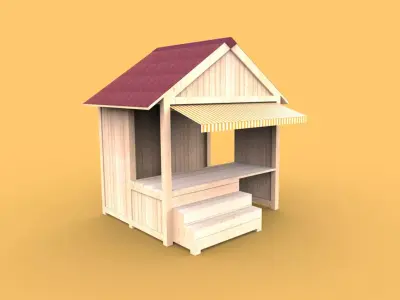 Wooden stand shed stall market version 1 3D model