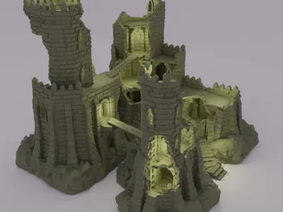 Ruined Desert Outpost Tabletop Terrain 28 MM 3D print model