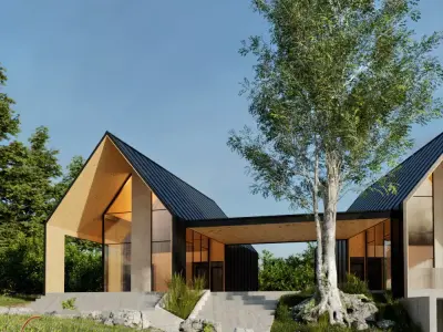 Twin house 3D model