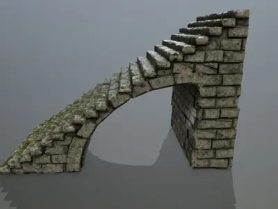stairs stone arch Low-poly 3D model
