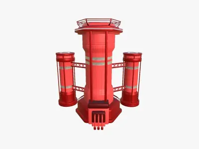 SciFi Facility A05 Red - Sci Fi Exterior Design Low-poly 3D model