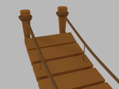 Low Poly Wood Bridge Low-poly 3D model