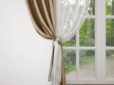 Curtain living room with curtains 3D model