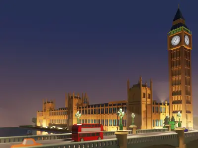 London Big Ben - lowpoly Low-poly 3D model