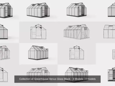 Collection of Greenhouse Venus Glass Black - 3 Models 3D Model Pack