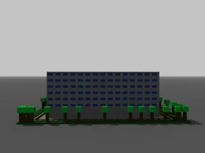 Mini city Low-poly 3D model