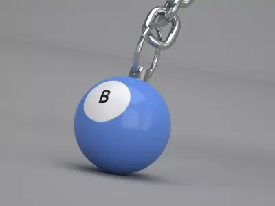B Snooker Ball with Keychain 3D model