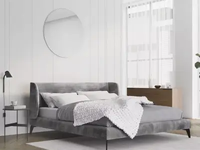 Aria Modern Upholstered Bed 3D Model  3D model