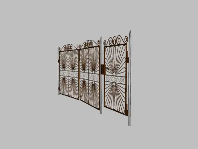 Wicket wrought iron gate Free 3D model