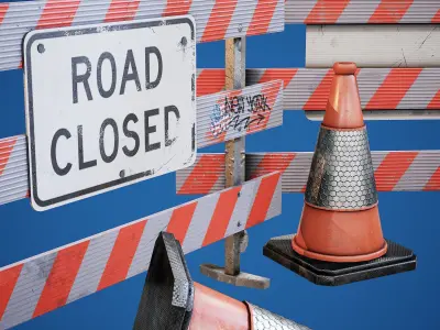 Traffic Barriers - PBR Game Ready Props Low-poly 3D model