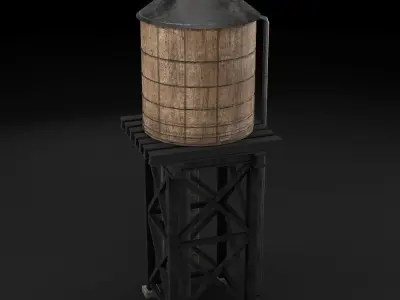 reservoir 3d model PBR water tower Low-poly 3D model
