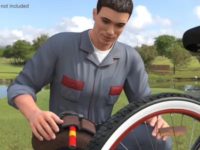  Worker Attaches Pet Trailer to Bicycle 