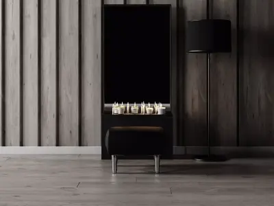 Mirror and Ottoman - Home Furniture 03 3D model