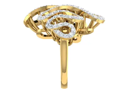 Light Weight Yellow Gold Diamond Ring  -DDS RN 245 3D print model