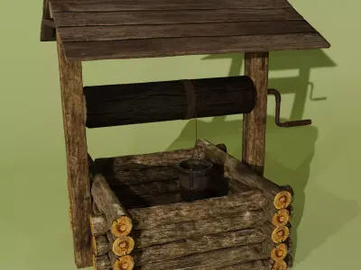 Old Well Low Poly model modular Low-poly 3D model