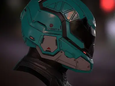 Futuristic soldier helmet Low-poly 3D model