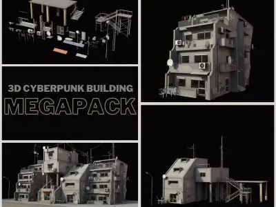 SCIFI Cyberpunk Buildings Pack Low-poly 3D model