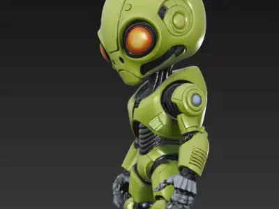 Green Mecha Alien - Stylized Robotic Creature 3D Model 3D print model