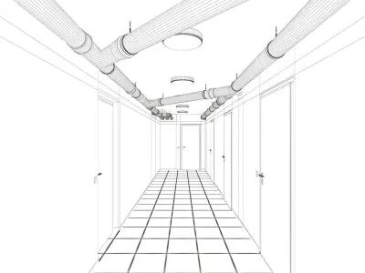 Basement Hallway Corridor 02 3D model purchase