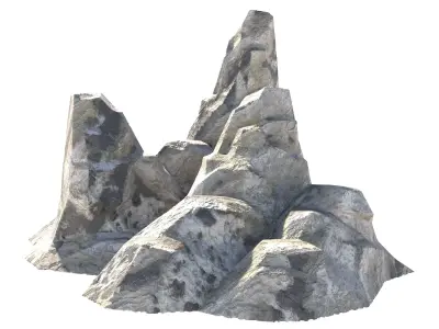 grey coral rock cliff Low-poly 3D model
