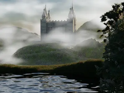 3d realistic fantasy landscape scene  3D model