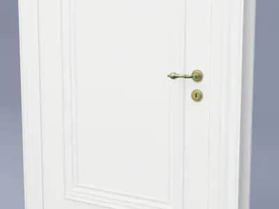 White Bathroom Door with Brass Details 3D model