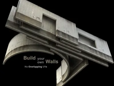 Wall modular - PBR - Game-ready Low-poly 3D model