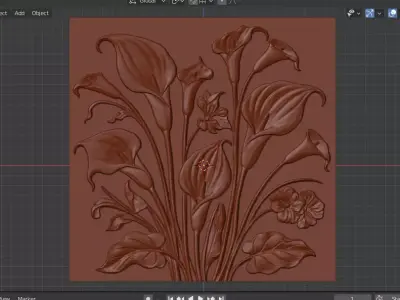 Calla Lily Relief Panel Wall Decor Set STL Mural CNC 372 3D model