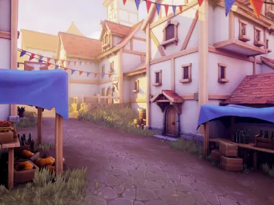 Modular Medieval Town Low-poly 3D model purchase