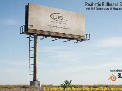 Realistic Billboard Low-poly 3D model