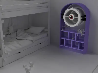 Minion violet book shelf 3D model Low-poly 3D model