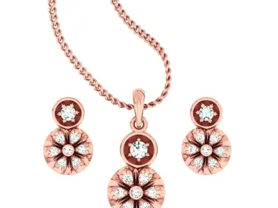 Flower Light wt Pendant Earrings Set 3dm stl obj mtl gltf glb  3D print model