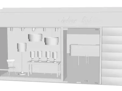 Shop window with indoor lightning 3D model