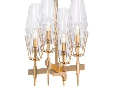 CHAILLOT 4 four light chandelier in brass with clear glass sh... 3D model
