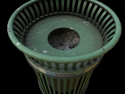 Realistic NY Trash Can Low-poly 3D model