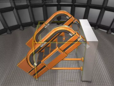 Sci-Fi Stairs - 1 - Orange Version  Low-poly 3D model