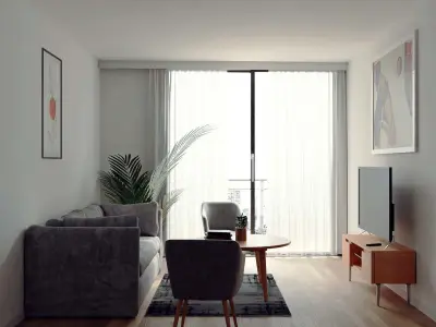 Living Room with Balcony Free 3D model