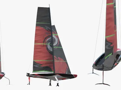  High-Speed Regatta Yacht Hydrofoil Red 