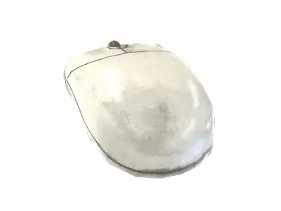 White retro vintage old rollder ball pc mouse da1 Low-poly 3D model