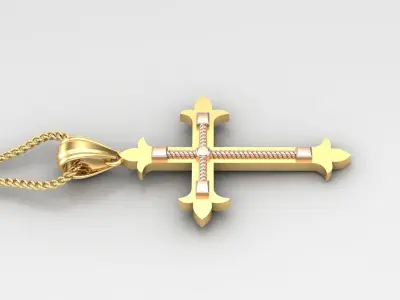 High Cross Pendant Light Gold 18K 4CP094 3D print model