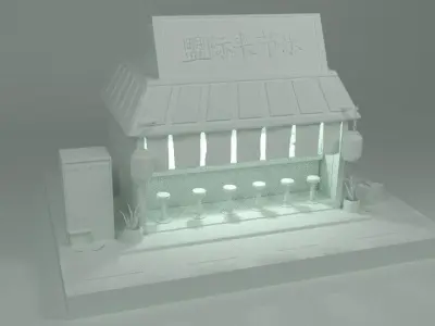 Ramen shop Low-poly 3D model