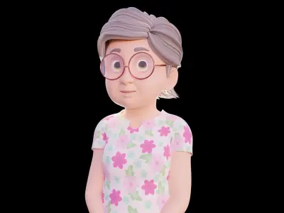 Cartoon Grandma - Fully rigged 3D model