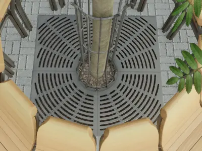Round Bench with Citytree Version 2 Low-poly 3D model