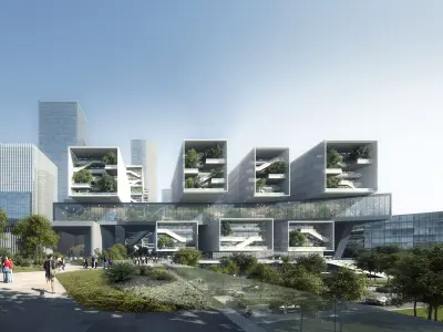 Waterfront Vertical Garden Towers Mixed-Use Complex 3D model