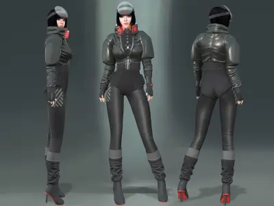 Full Sci-Fi Futuristic Wear Costume Outfit Low-poly 3D model