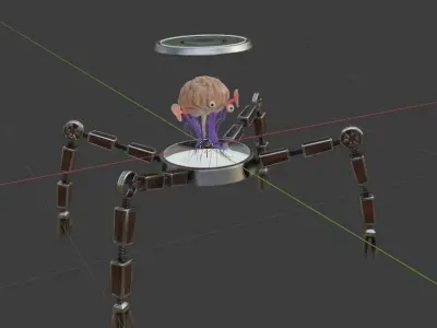 AlwaysThinking brain in glass container 3D model