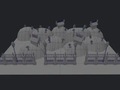 Halloween Graveyard Low-poly 3D model